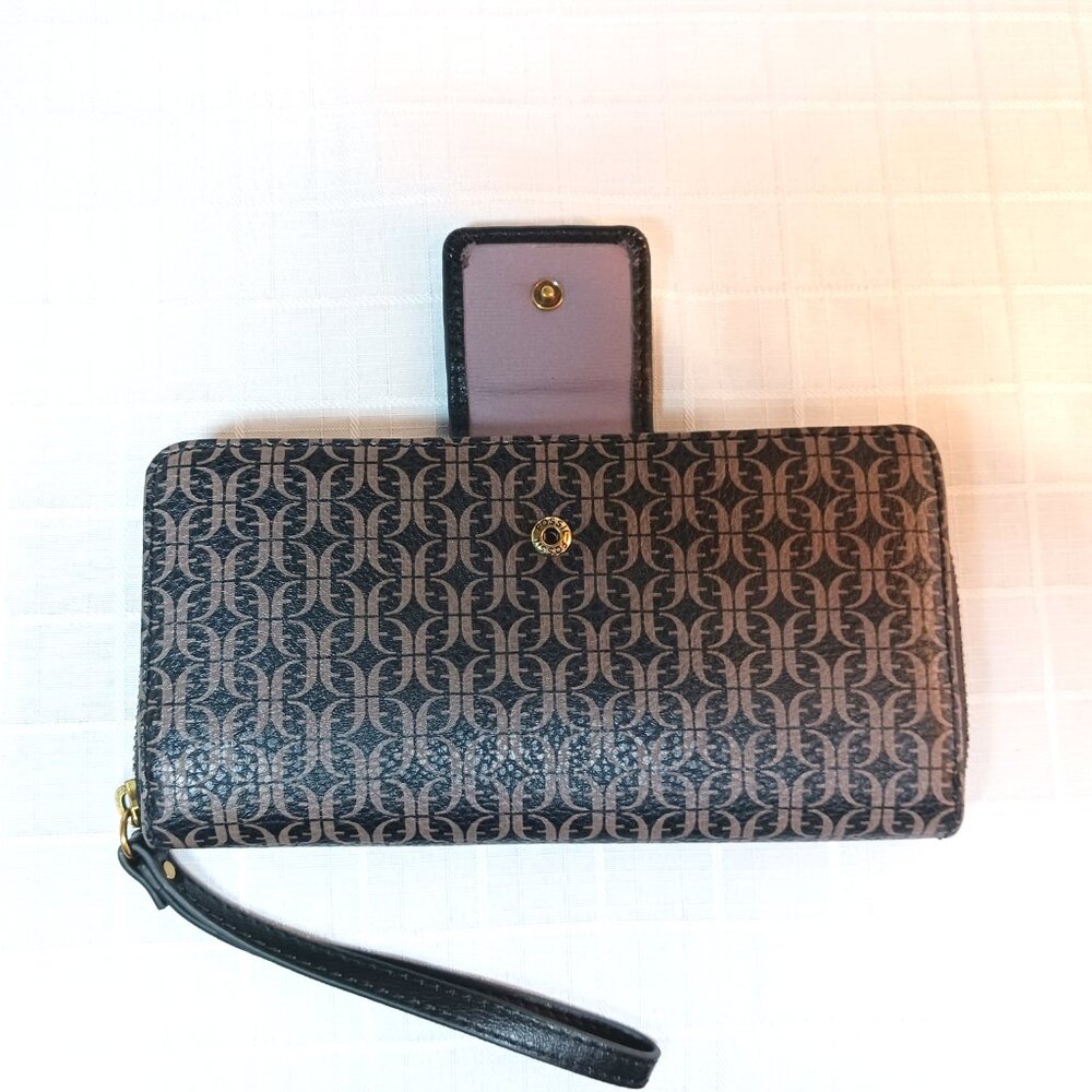 New Fossil Madison Zip Clutch Wallet Wristlet Brown/Black NWOT - Picture 9 of 10